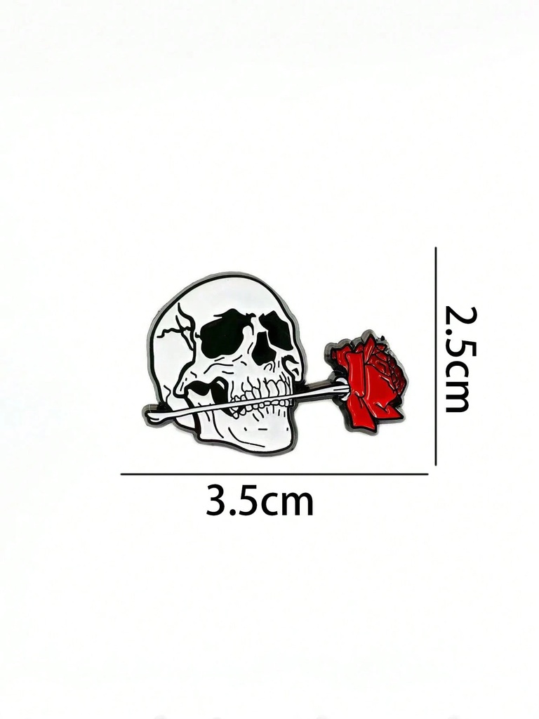 PIN DE CALAVERA Y ROSA