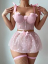 LENCERÍA COQUETTE DE 4 PIEZAS ROSA