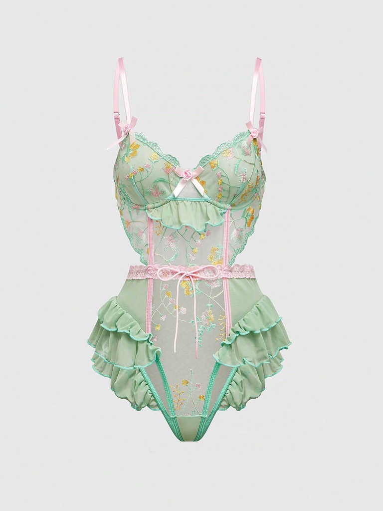 LENCERÍA BODY FLOWERS VERDE