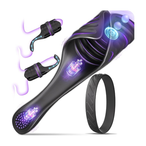 MASTURBADOR MULTI FLEXIBLE CON VIBRACIÓN Y ANILLO