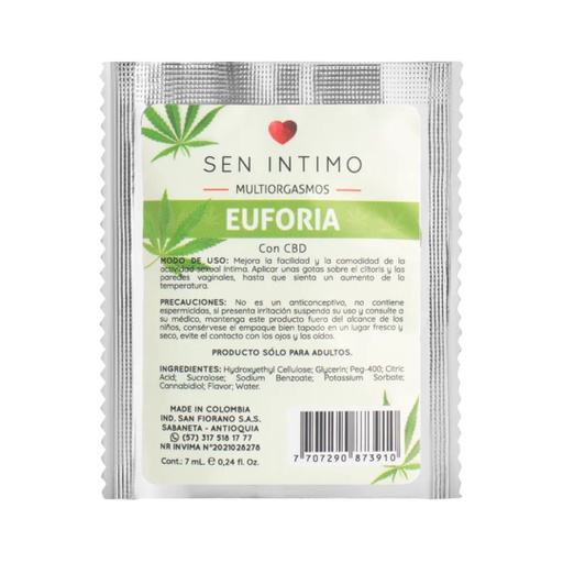 SOBRE DE LUBRICANTE SEN INTIMO MULTIORGASMOS EUFORIA 7ML