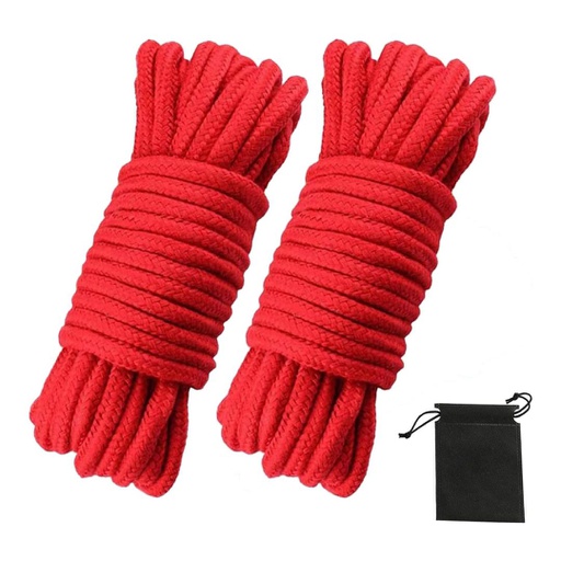 CUERDAS DE ALGODÓN SUAVE ROJAS PARA BDSM 10M C/U