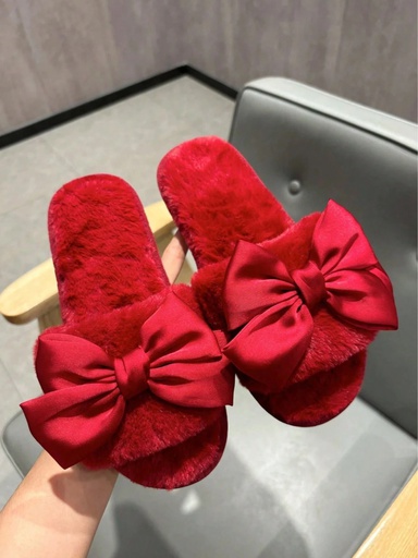 PANTUFLAS ABIERTAS CON MOÑO DE TERCIOPELO