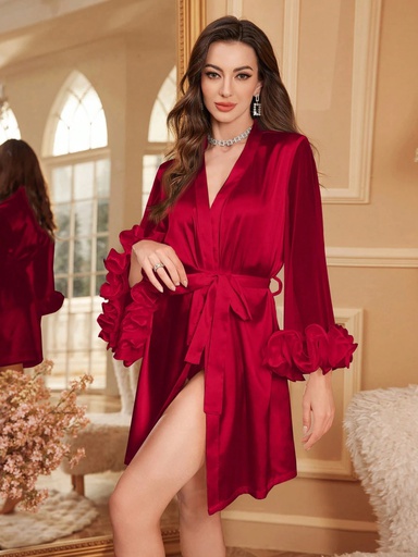 BATA SEMILARGA CON ADORNOS FLORALES