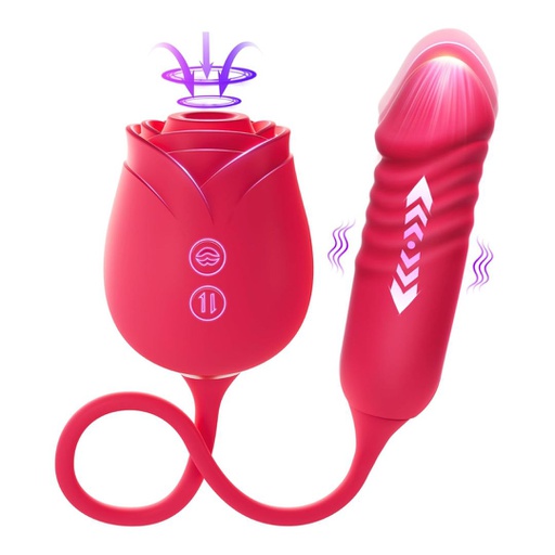 SUCCIONADOR ROSA 2.0 CON DILDO BALA PARA SEXTING (APP)
