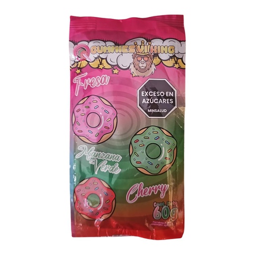 GOMITAS PARA SEXO ORAL VI KING DONAS SABOR FRESA MANZANA VERDE Y CHERRY 60GR