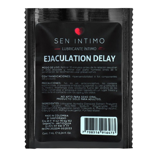 SOBRE DE LUBRICANTE SEN INTIMO RETARDANTE 7ML