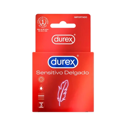CONDONES DUREX SENSITIVO DELGADO 3 UNIDADES